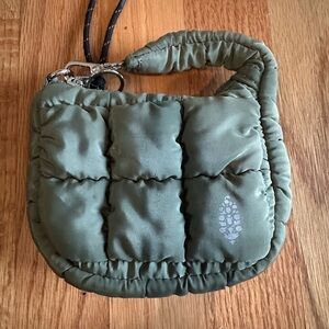 Free People Quilted Olive Green Women's Puffer Micro Pouch